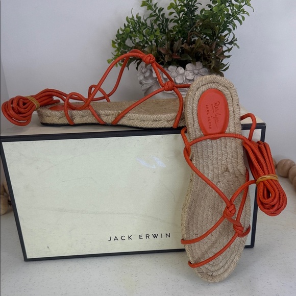 Jack Erwin x Olivia Lopez espadrille sandals. Orange Sz 9 - Picture 2 of 12